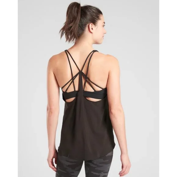 NWT ATHLETA Solace Support Top In Powervita Sports Bra Black - Picture 4 of 5